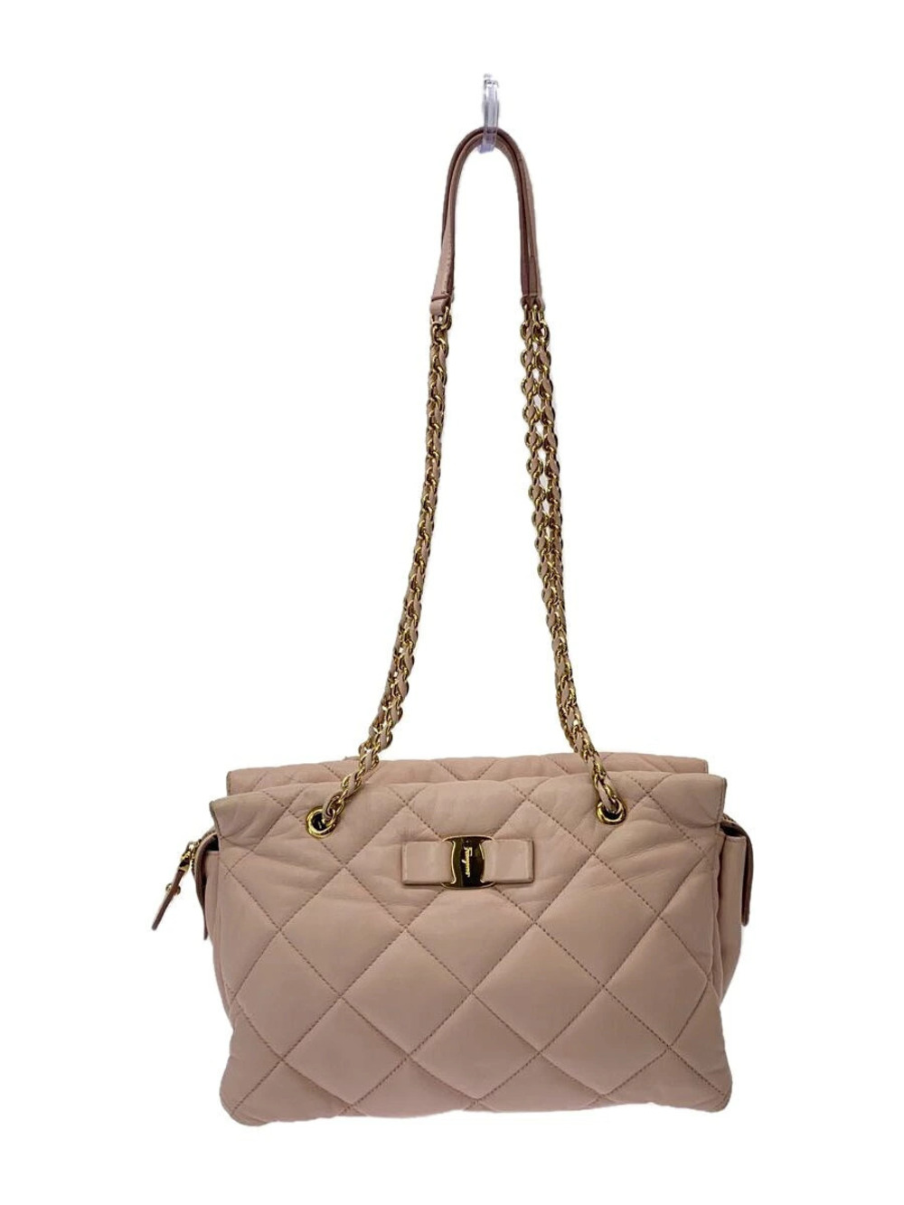 Salvatore Ferragamo Quilted Chain Shoulder Bag Leather Pink